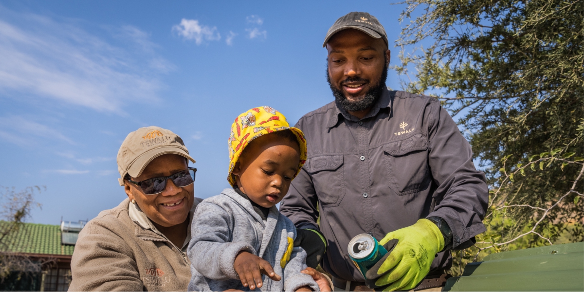 teaching the children at Tswalu about recycling