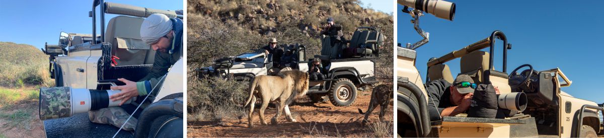 Photographers on the photographic safari vehicle