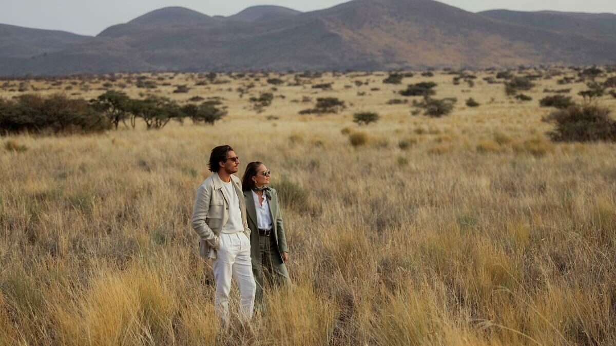 Couple walking at Tswalu